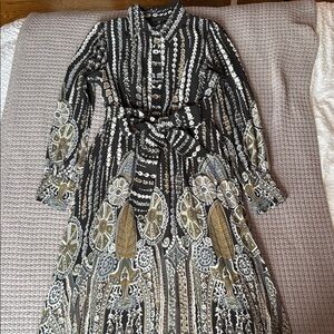 Patterned Black and Gold Women's Dress